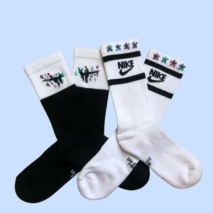 One of a kind custom hand stitched Nike socks